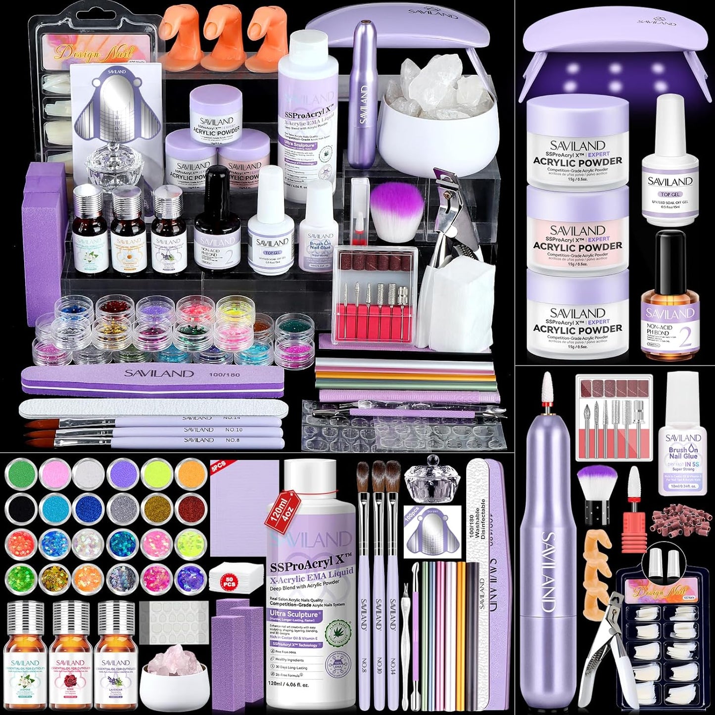 Professional Acrylic Nail Kit with Drill for DIY Salon Use