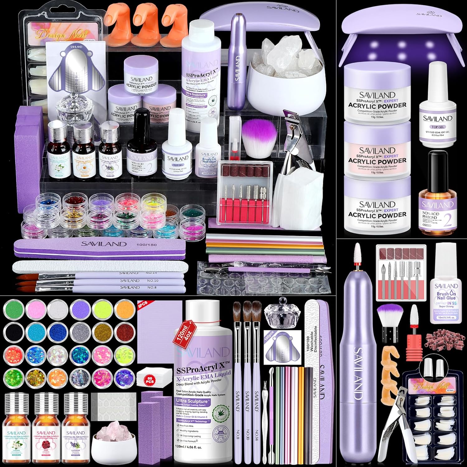 Professional Acrylic Nail Kit with Drill for DIY Salon Use