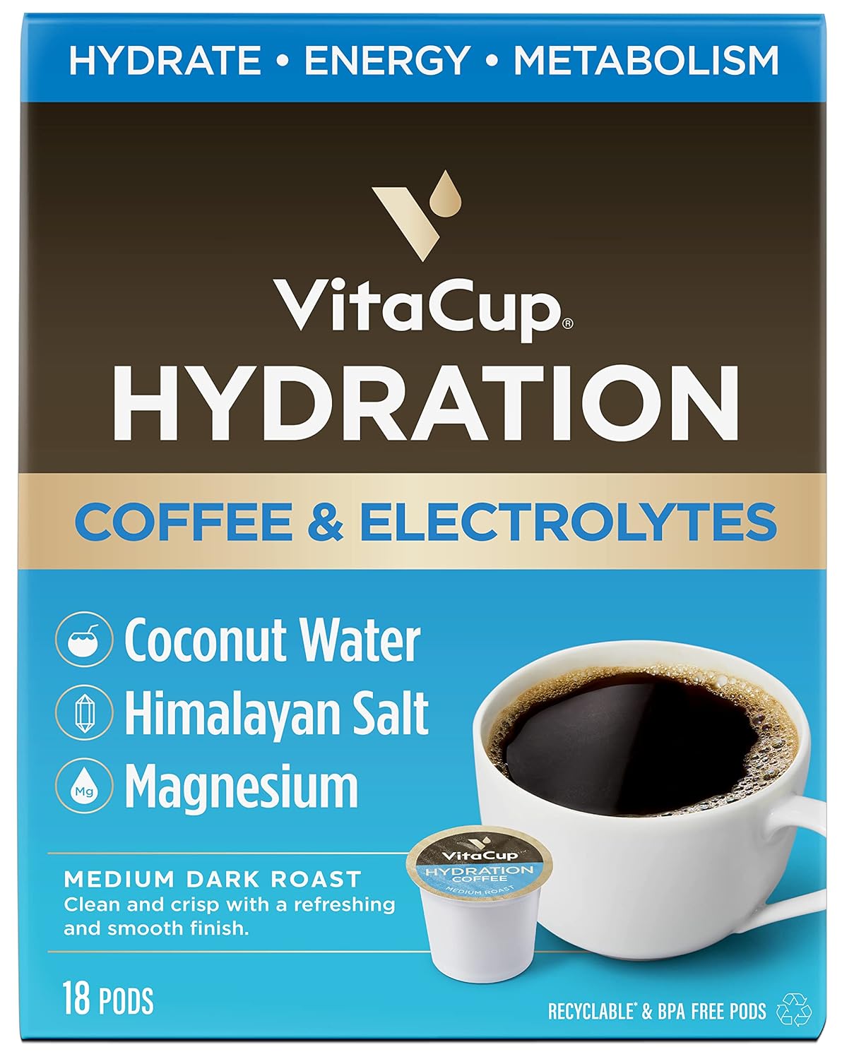 Hydrating Coffee Pods by VitaCup - Electrolytes & Flavor!