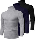 Men's 3-Pack Turtleneck Shirts - Cotton Stretch Slim Fit