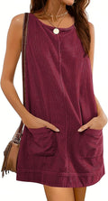 Hooever Women's Corduroy Overall Dress Mini Pinafore - Stylish