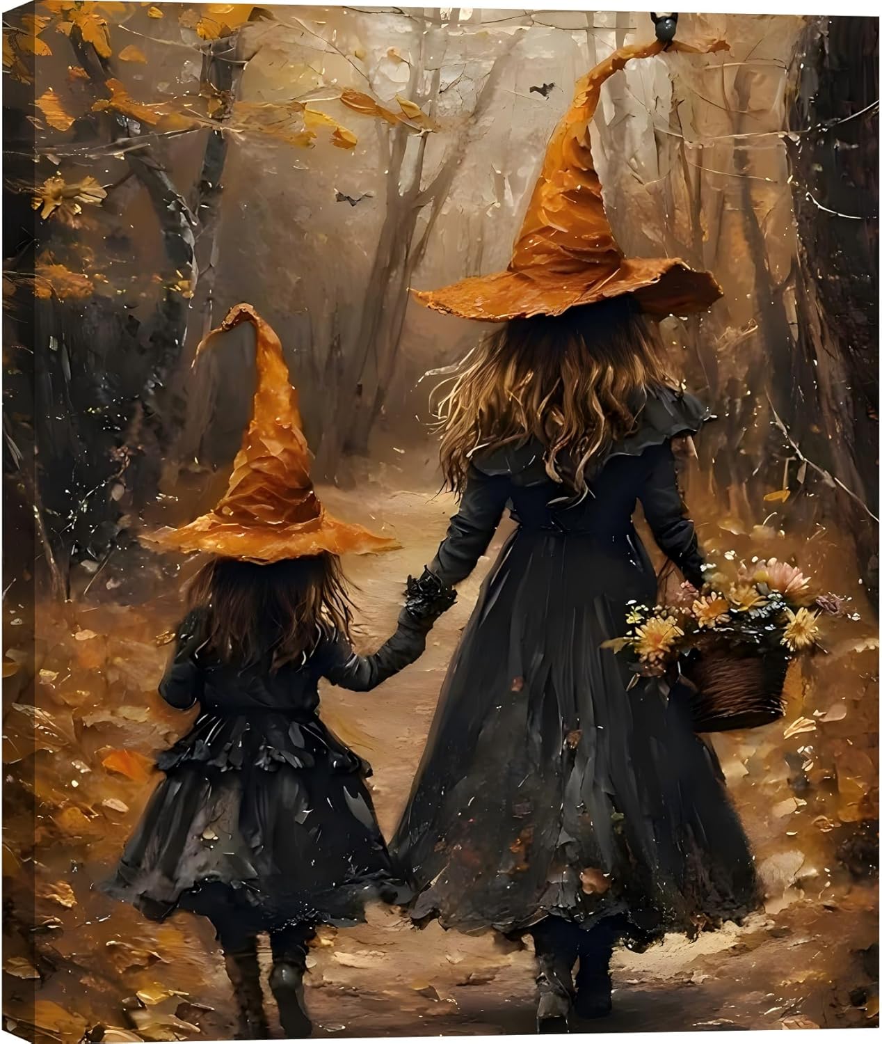 Halloween Witch Framed Canvas Art for Festive Home Decor
