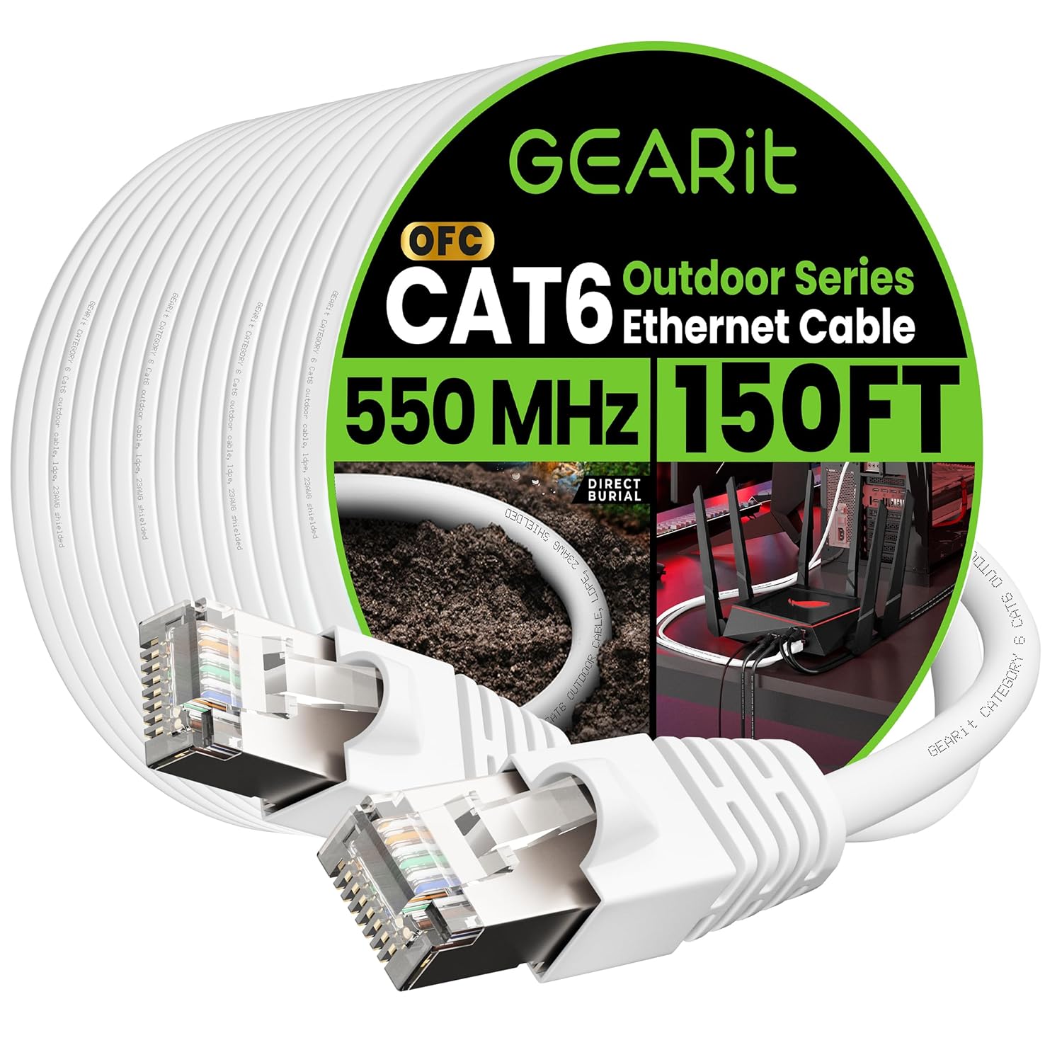 GEARit Cat6 Outdoor Ethernet Cable for Reliable Network Connection