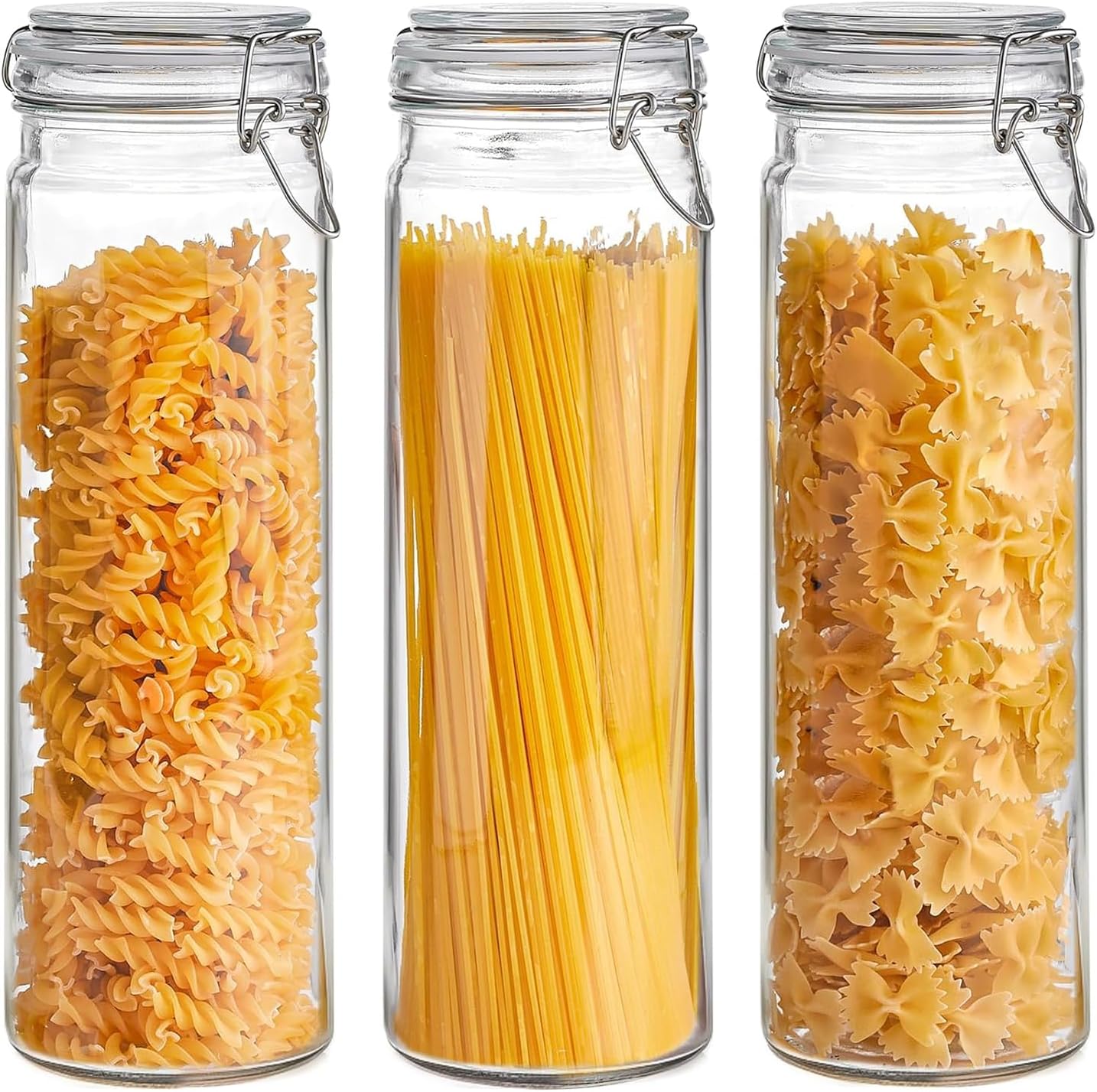 Airtight Glass Jars Set of 3 for Food Storage and Canning
