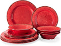 LEHAHA Farmhouse Plates and Bowls Set 12 Piece for 4 - Lightweight