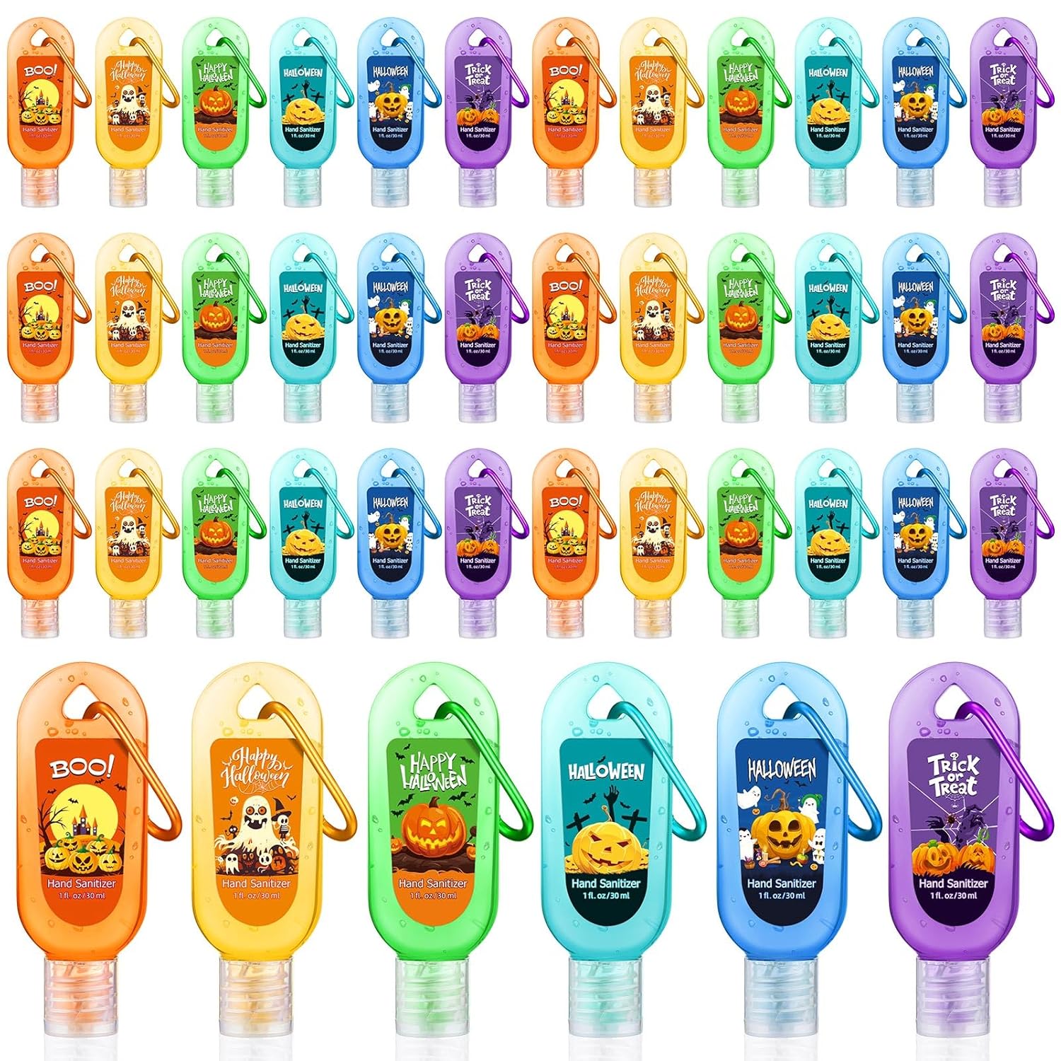 24 Packs Halloween Hand Sanitizers with Keychains for Fun Gifts