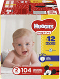 HUGGIES Snug & Dry Diapers Size 2, 104 Count - Reliable 12Hour