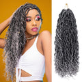 Goddess Locs Crochet Hair 18 in Ombre Grey Boho Faux Locs