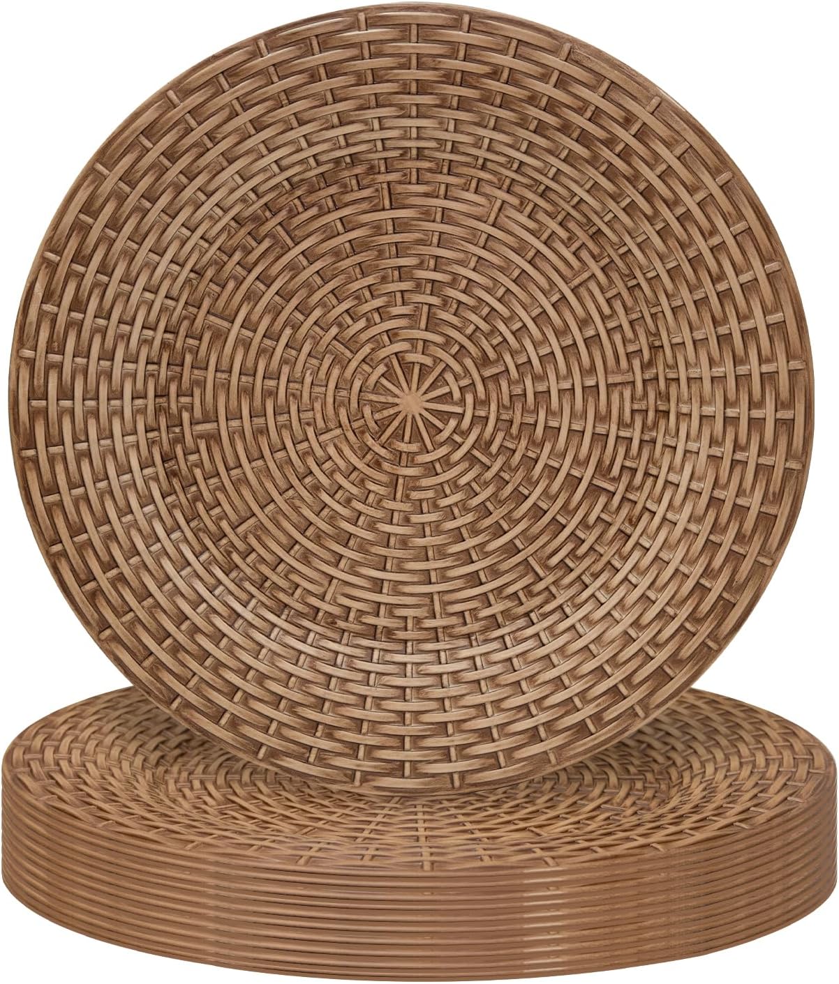 Faux Rattan Charger Plates Set of 12 for Elegant Table Settings