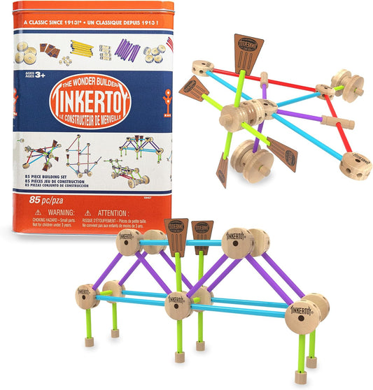 TINKERTOY Retro Building Set Tin - 85 Pieces for Creative Fun