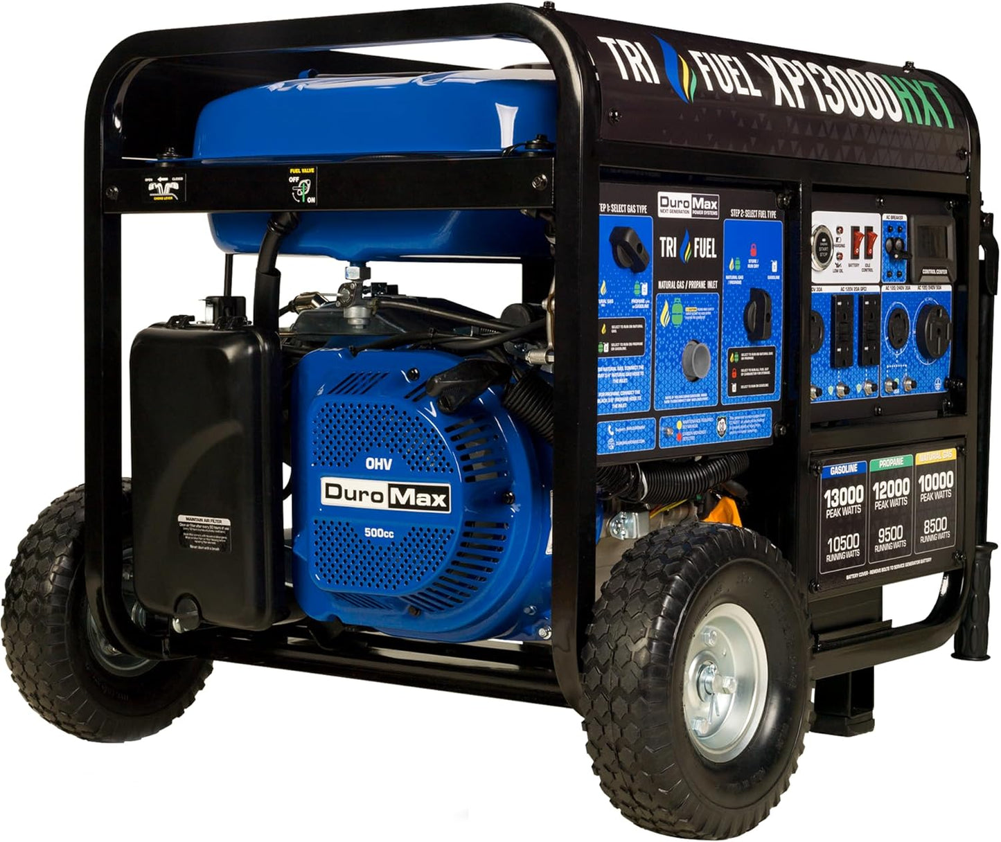 DuroMax XP13000HXT 13,000-Watt Tri-Fuel Generator - CO Alert