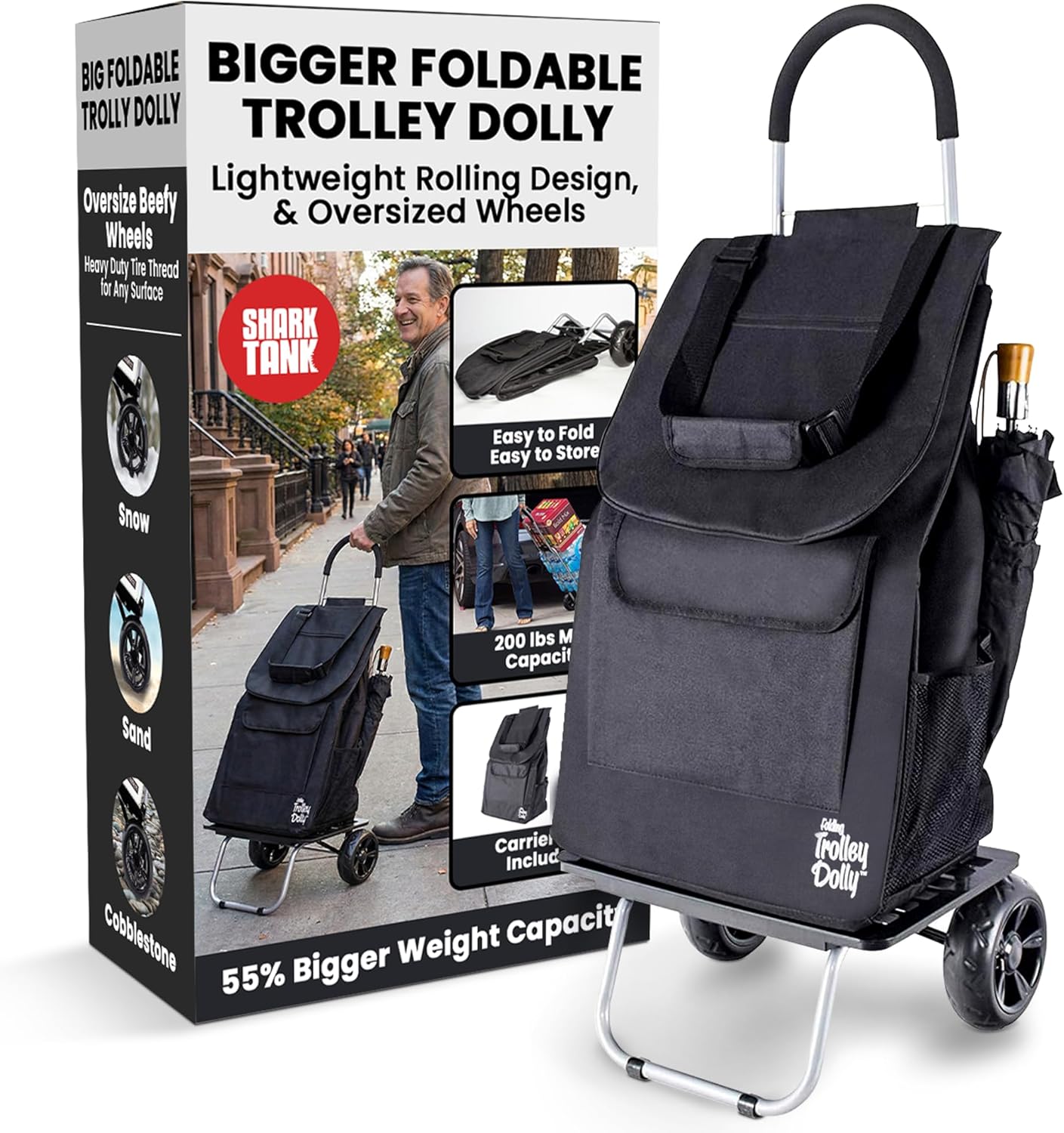 Bigger Trolley Dolly Foldable Cart for Shopping and Grocery Use