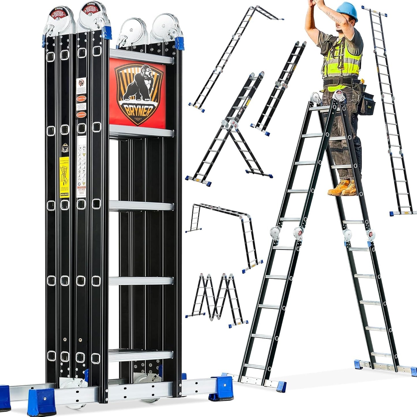Bryner Step Folding Ladder 19.6ft Multi-Purpose Aluminium Ladder