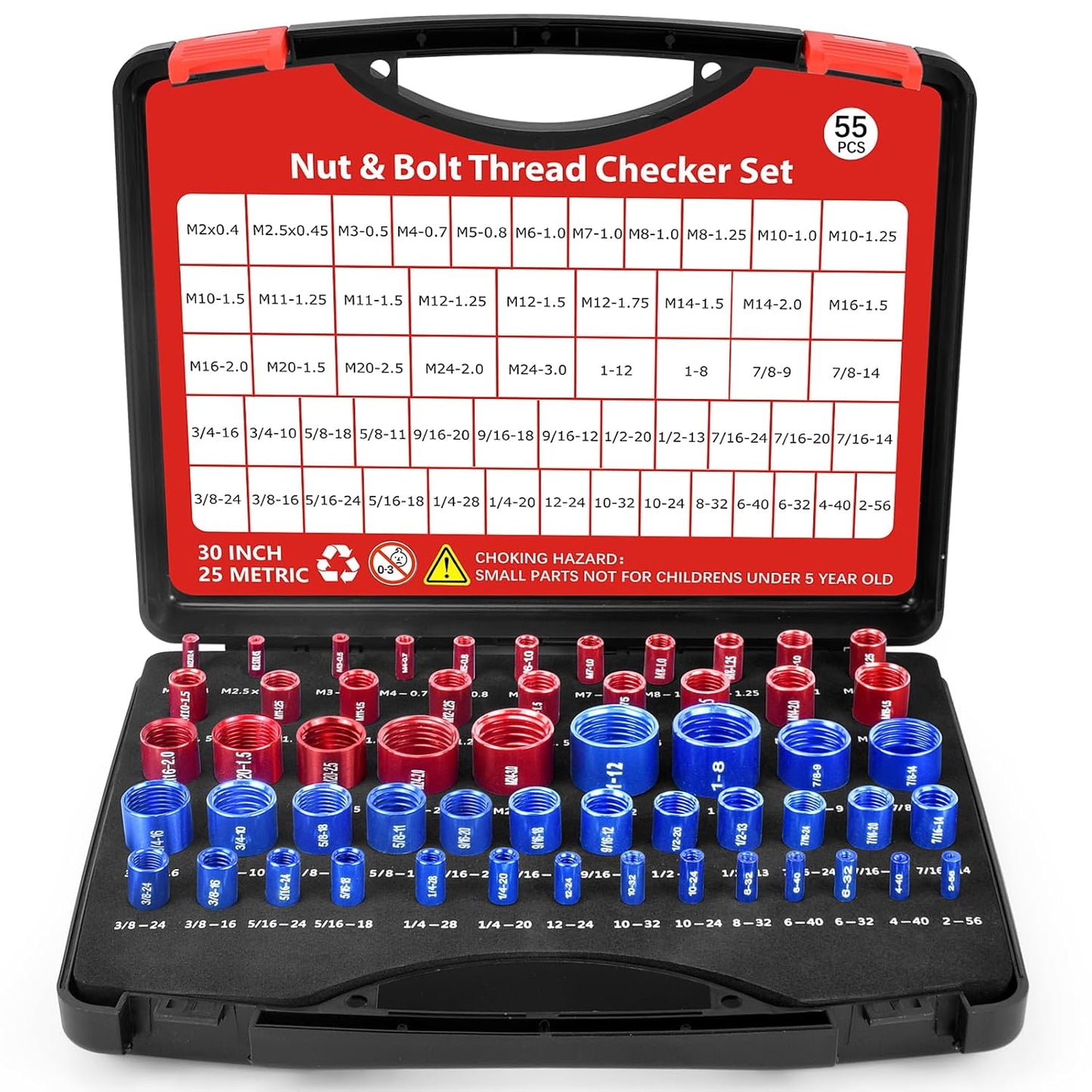55 Pcs Thread Checker Set for Standard and Metric Sizes
