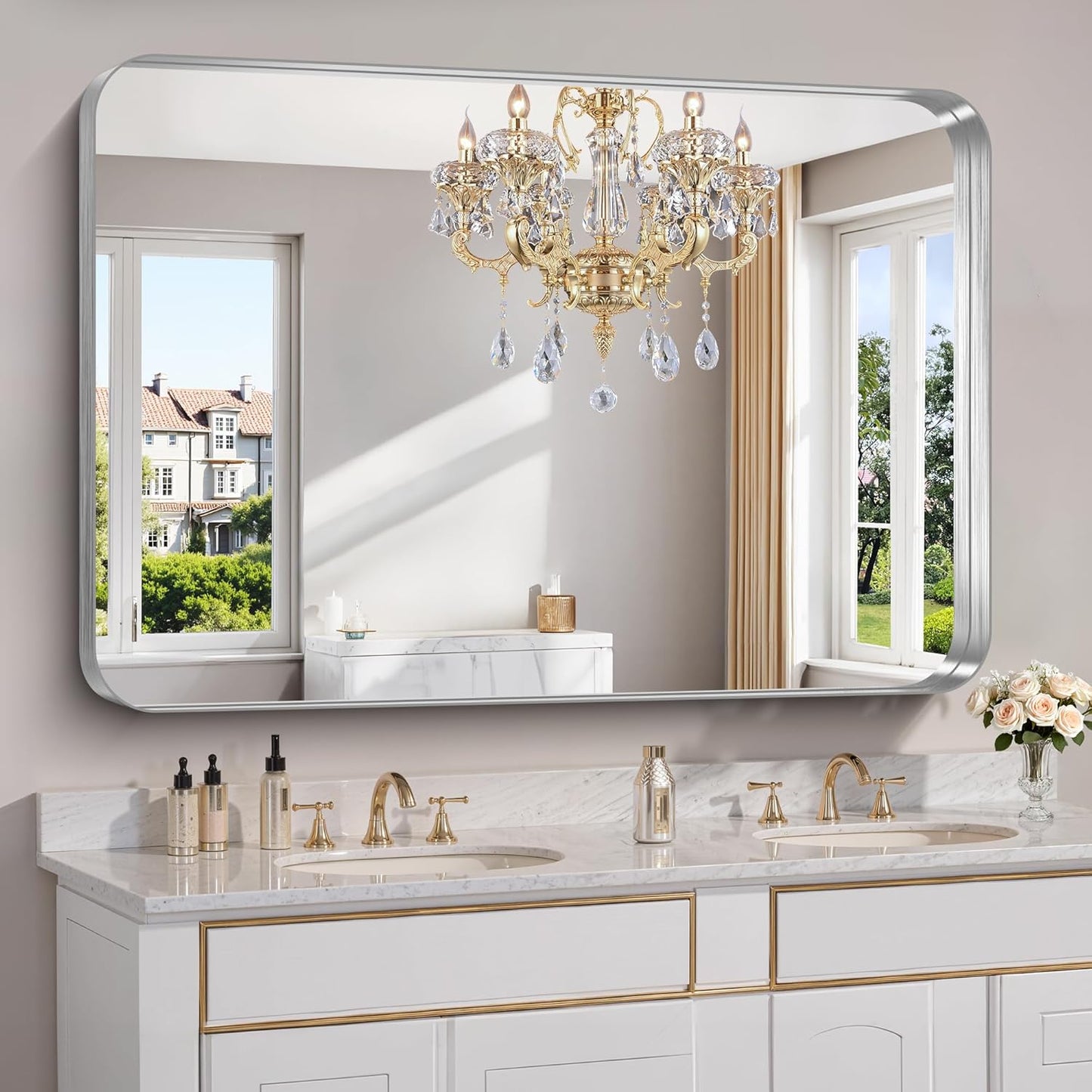 FORBATH 55x36 Inch Large Bathroom Mirror for Double Sinks