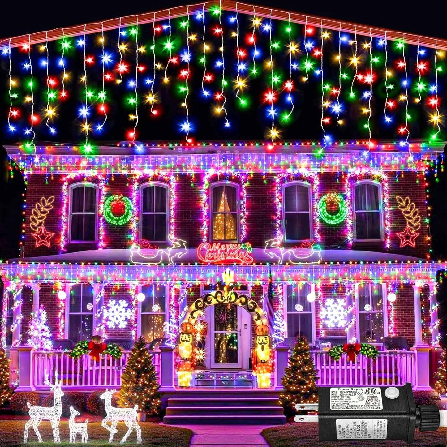Icicle Lights Outdoor 66ft with 640LED for Holiday Decor