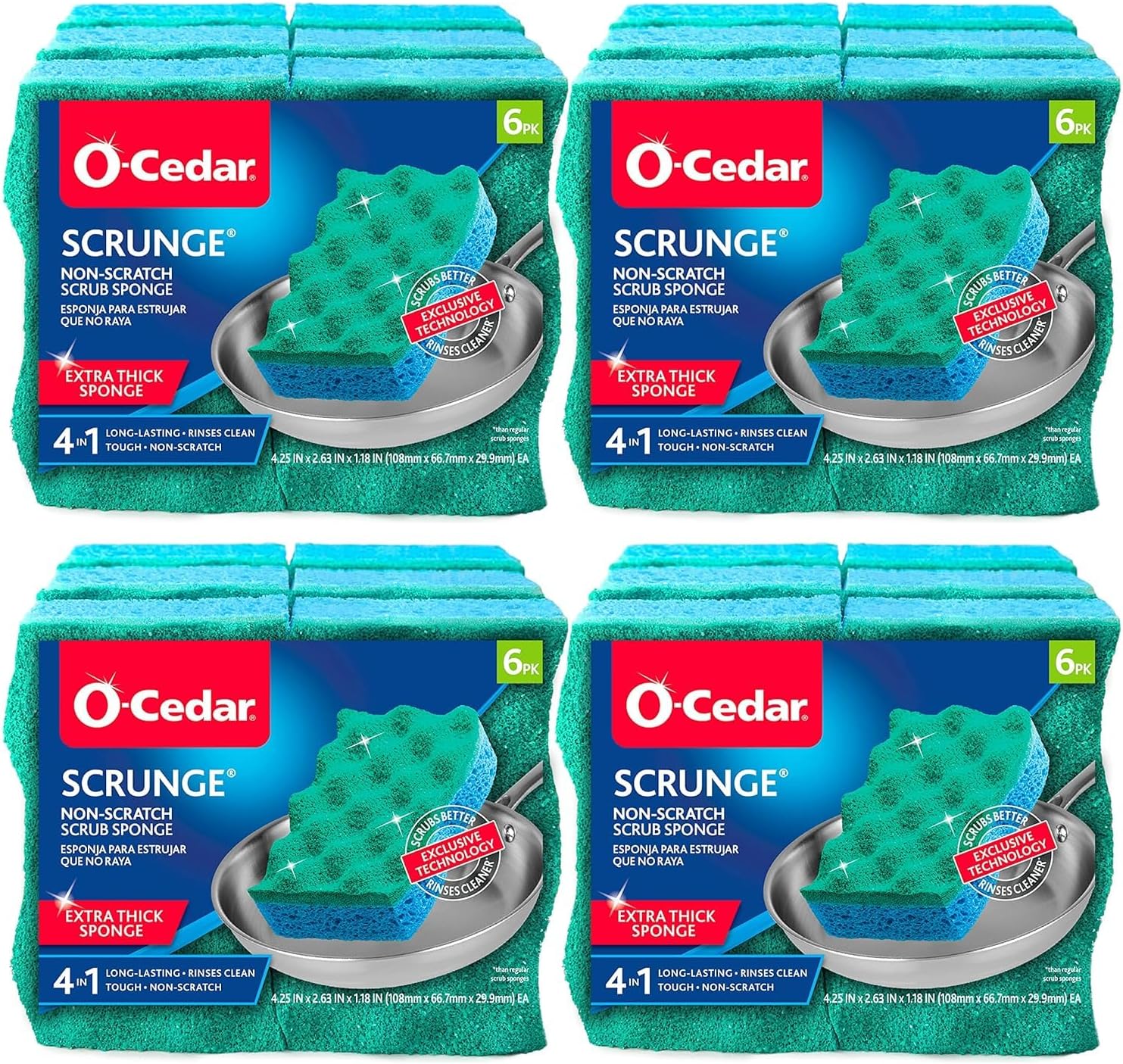 O-Cedar Multi-Use Scrunge Scrub Sponge 6 Count for Tough Messes