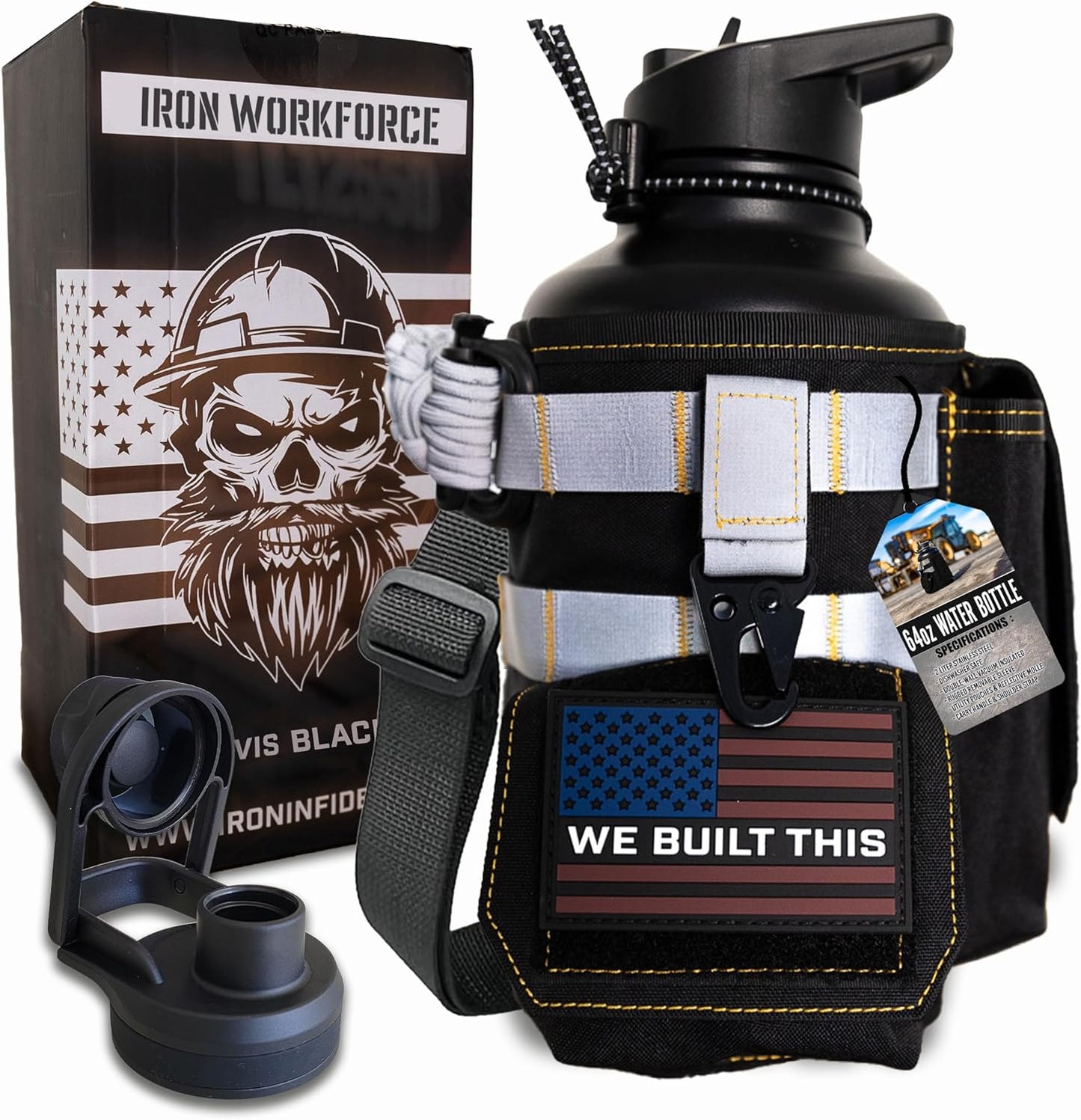 Iron Infidel Workforce Water Bottle - 64 oz Insulated Flask