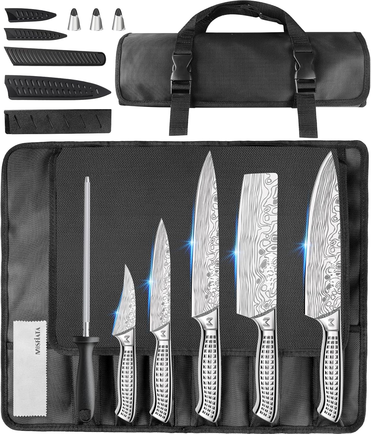MOSFiATA 10-Piece Kitchen Knife Set for Outdoor Cooking Needs