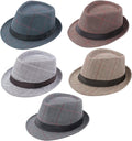 Ultrafun 5 Pack Short Brim Fedora Panama Hat - Classic Summer Style