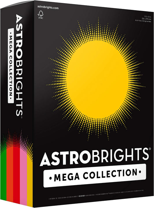 Astrobrights Mega Collection 625 Ct. Colored Paper -  Exclusive - Vibrant Retro 5-Color Assortment, More Sheets! - Astrobrights Legacy