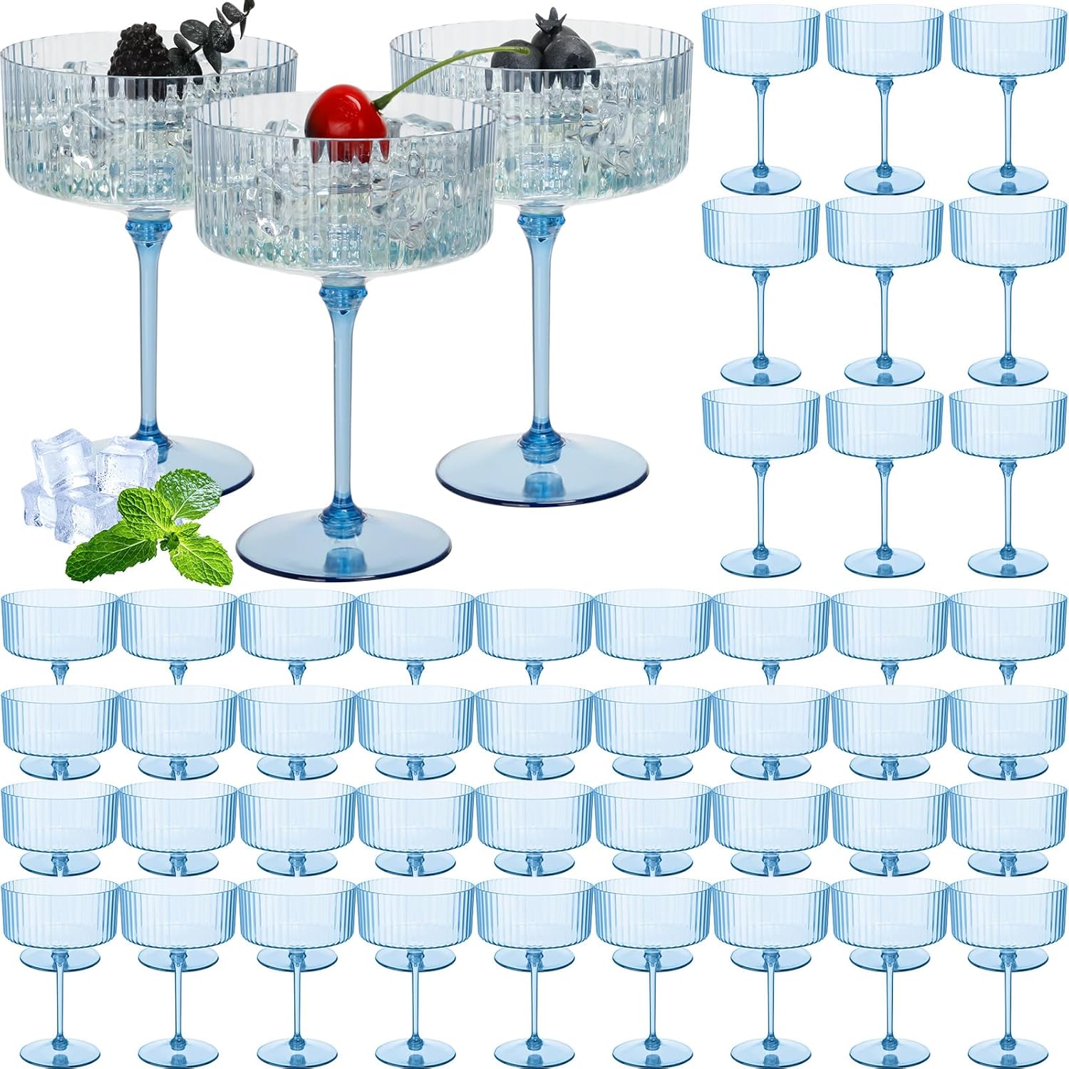 48 Pcs Ribbed Martini Glasses for Stylish Party Supplies
