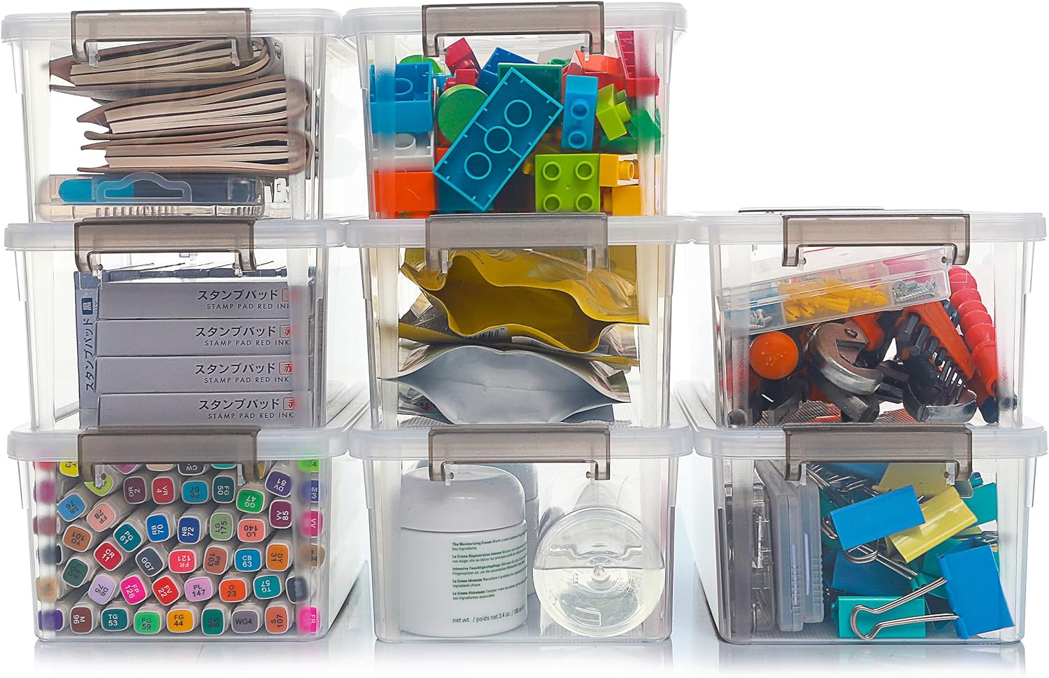 Citylife 8 Packs Small Storage Bins with Lids for Organizing