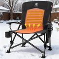 Heated Oversized Foldable Camping Chair with Adjustable Lumbar Support
