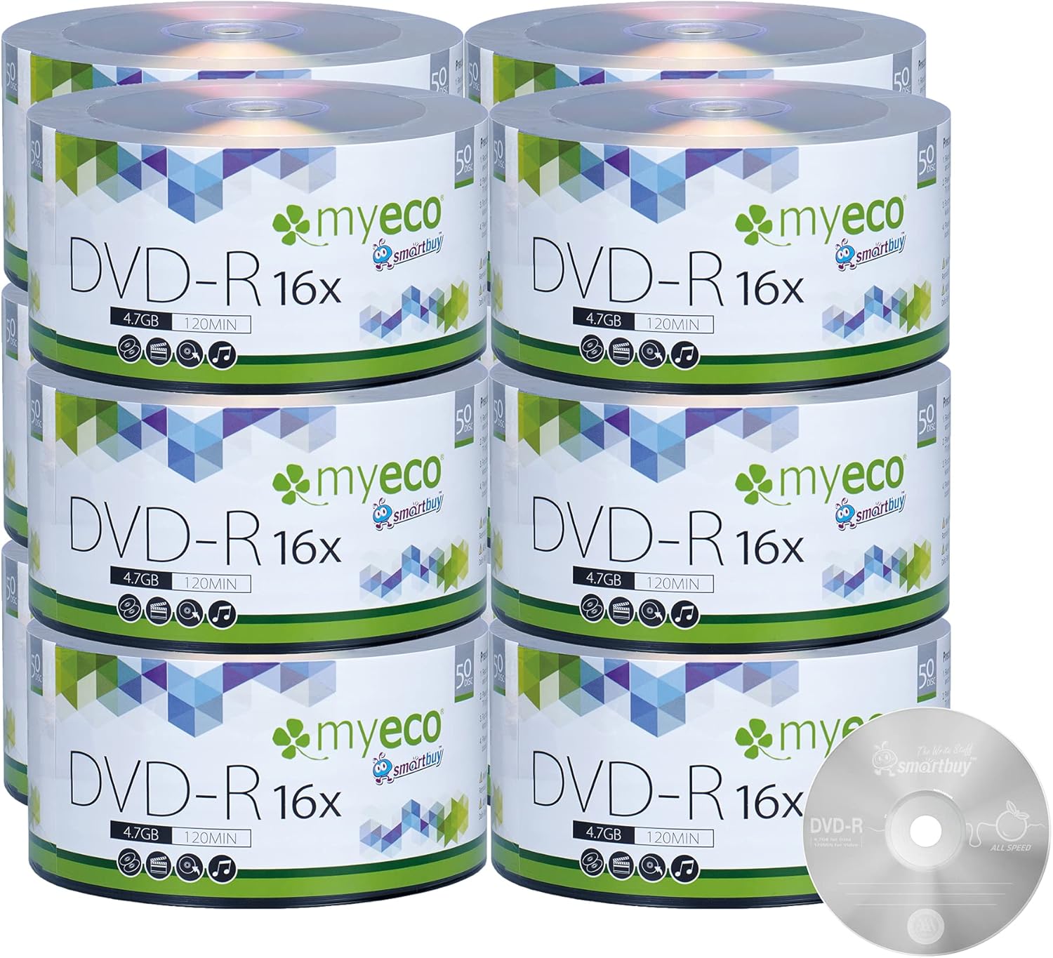 600 Pack MyEco DVD-R 16X 4.7GB Write Once Blank Media