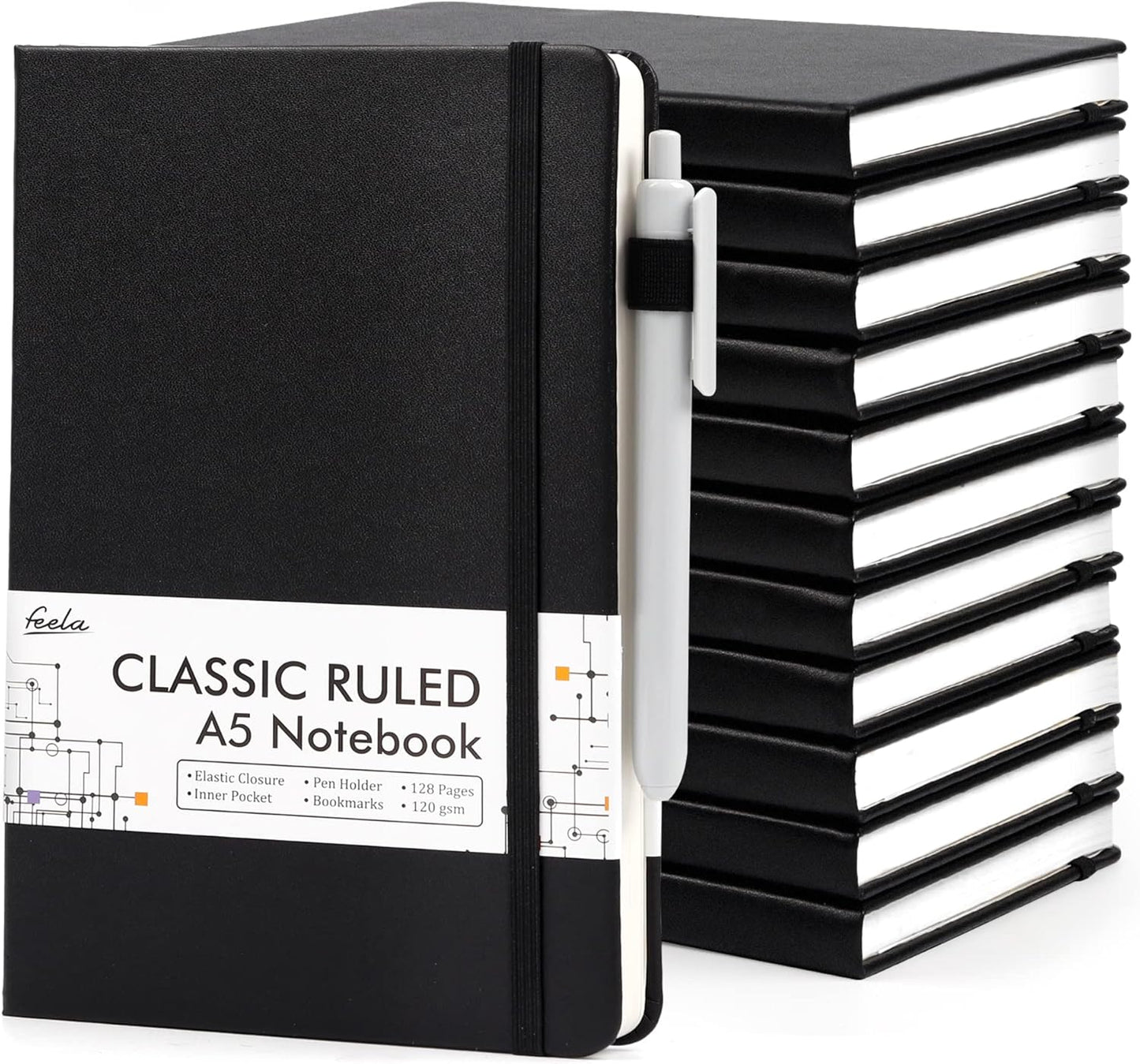 12 Pack Feela Notebooks Bundle with Pens