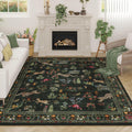 Living Room Rug 5x7 Machine Washable Boho Area Rug - Low Pile, Non