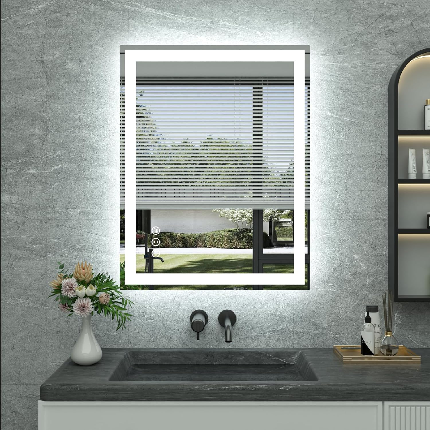 36x28 LED Bathroom Mirror with Lights, Anti-Fog & Dimmable
