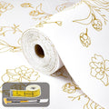 Shelf Liners for Kitchen Cabinets 12in x 39.37ft Gold Floral