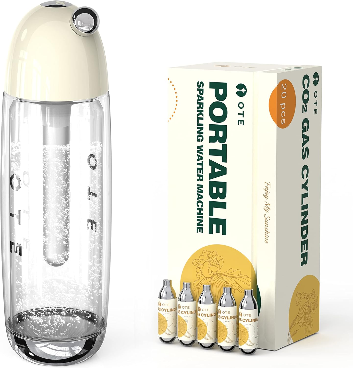 OTE Portable Sparkling Water Maker with 20PCS Cylinders - Effortless Fizz!