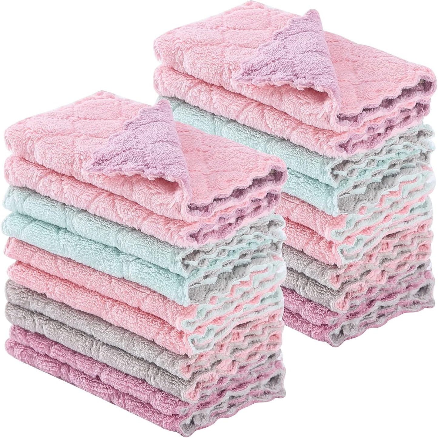 Fast-Drying Premium Coral Fleece Dish Cloths - 20 Pack