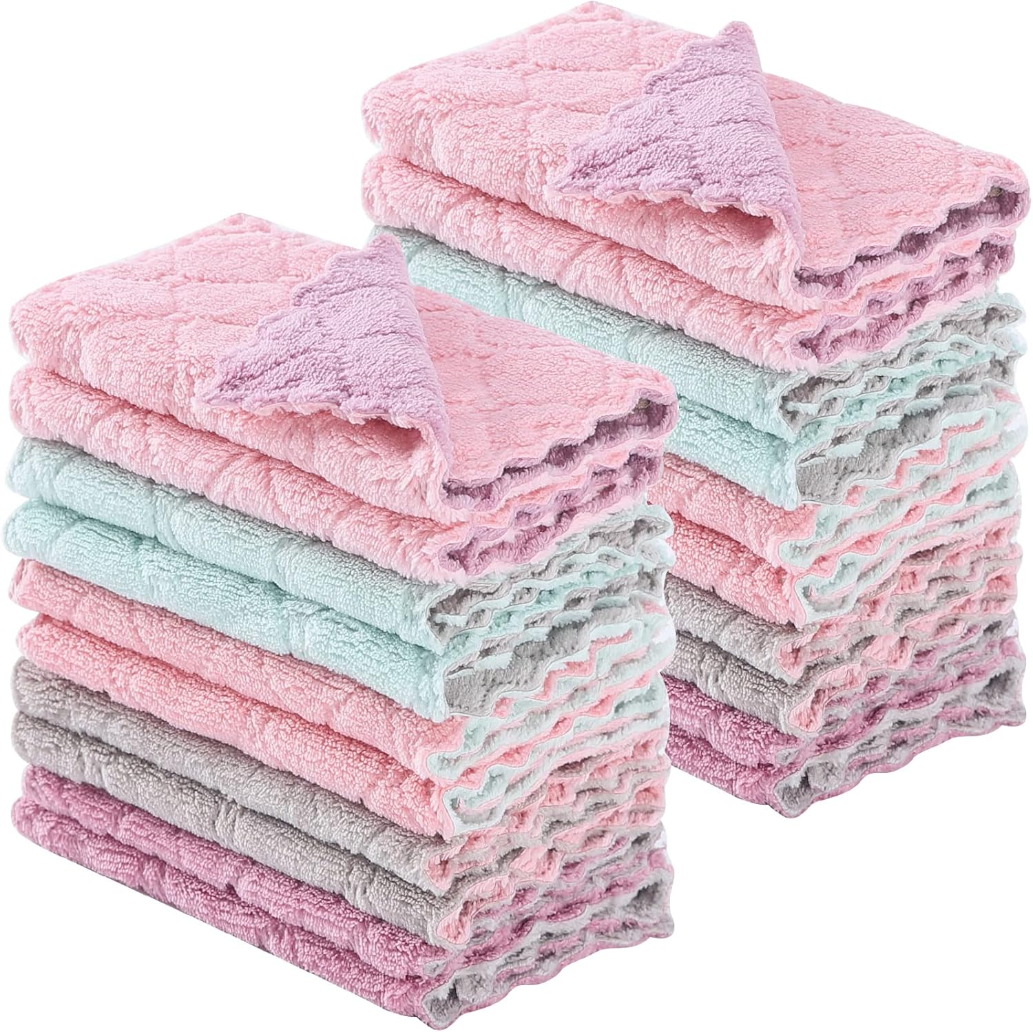 Fast-Drying Premium Coral Fleece Dish Cloths - 20 Pack