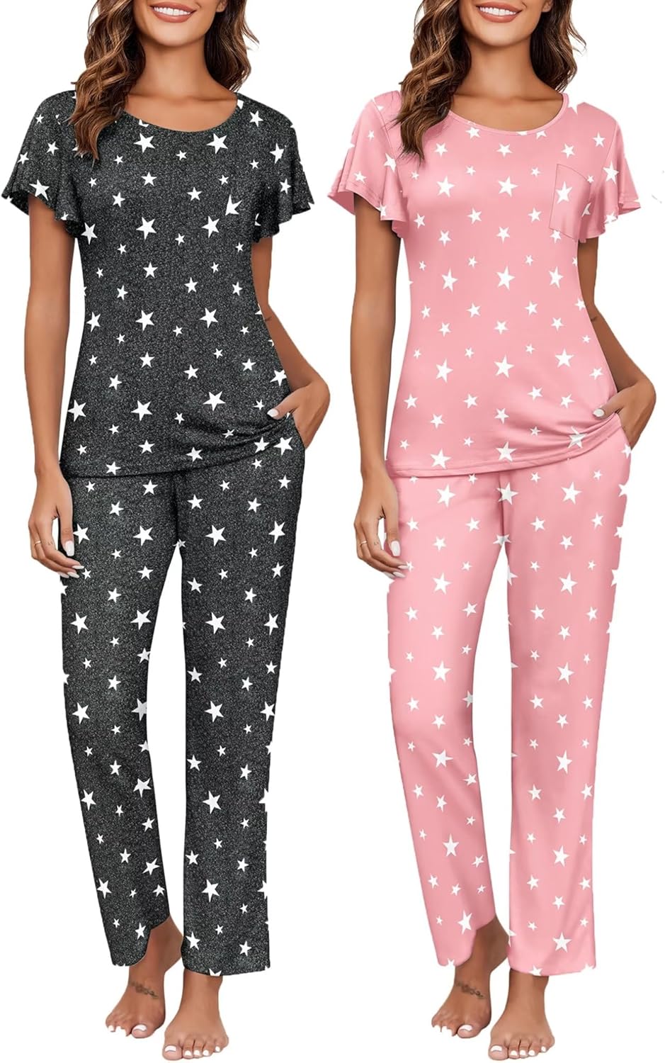 Ekouaer Womens Pajama Sets Soft Sleepwear with Pockets