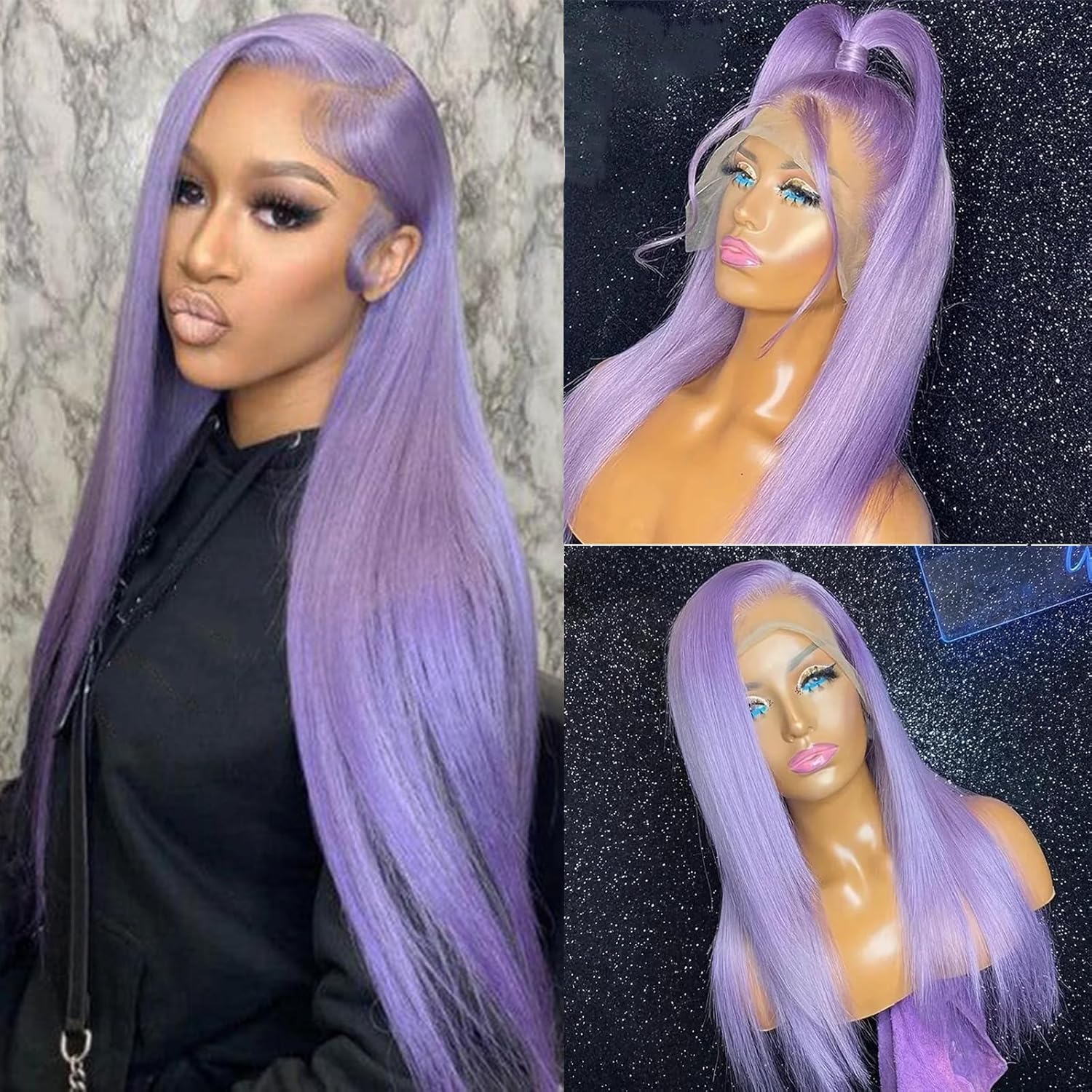 ORIGEN Purple Lace Front Wigs for Black Women - 22 Inch Style
