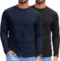 Mens Long Sleeve Crew Neck Thermal Tee - Stretch Velvet Feel