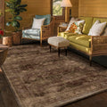 Boho Taupe Brown 5x7 Living Room Rug - Washable Low Pile Area Rug