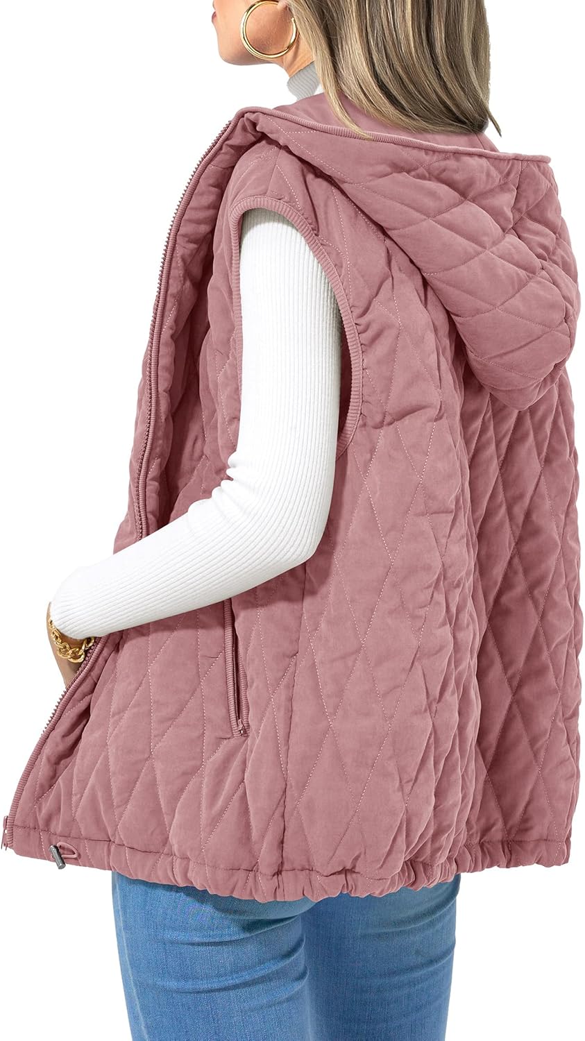 PRETTYGARDEN Women's Casual Hooded Zip Up Vest for Fall