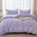 Lavender Purple Seersucker Duvet Cover Set Full - Soft Washed