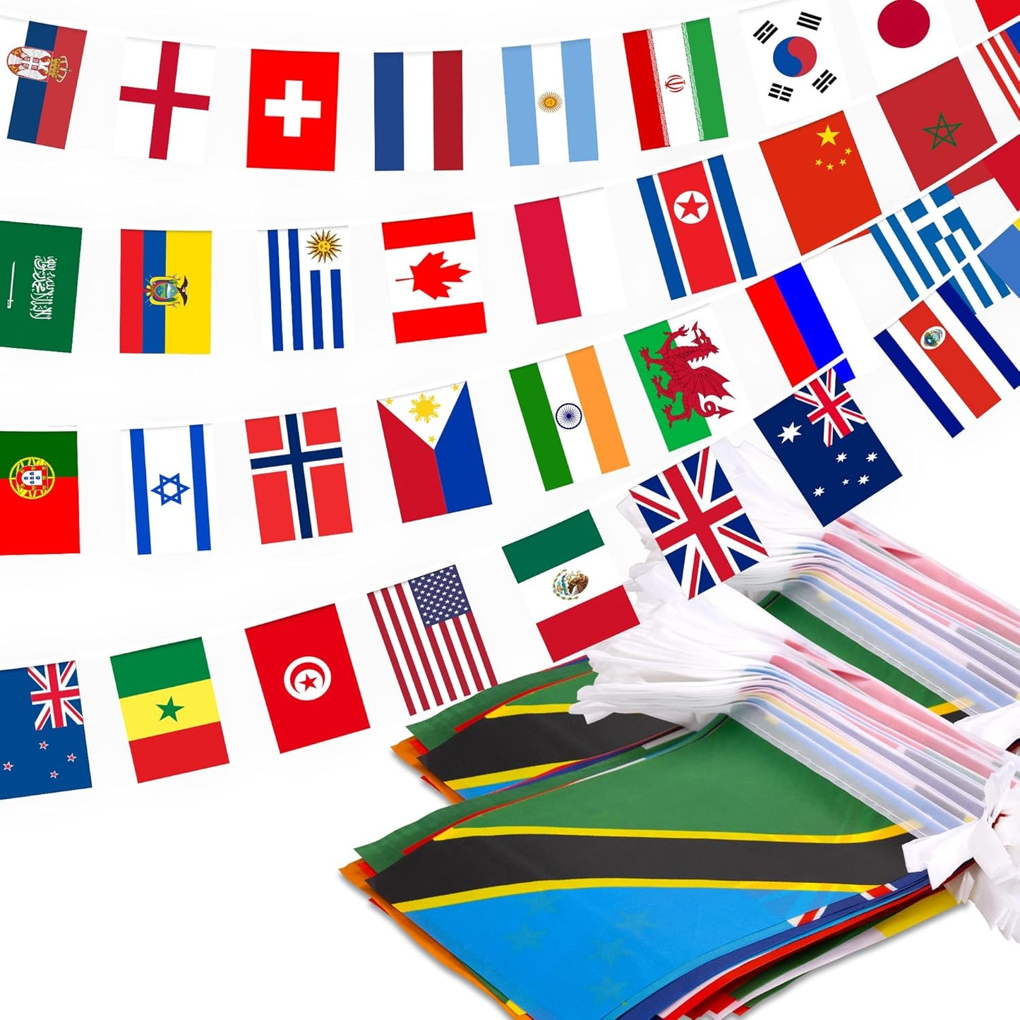 200 Countries String Flag Bunting for Parties and Events