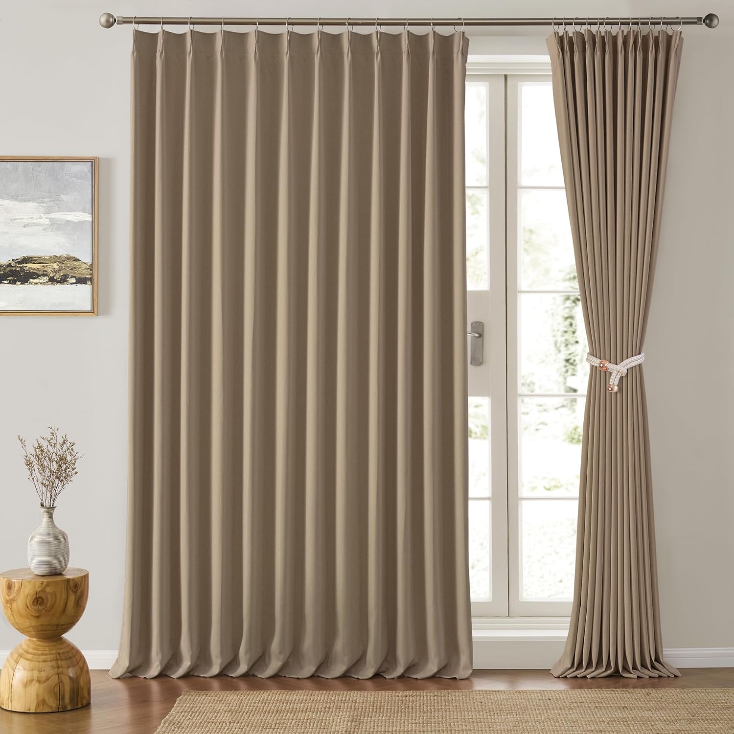 80 Inch Wide Black Pinch Pleated Curtains for Elegant Spaces