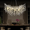 Modern Crystal Silver Chandelier 36in Rectangular Oval - Elegant Tree