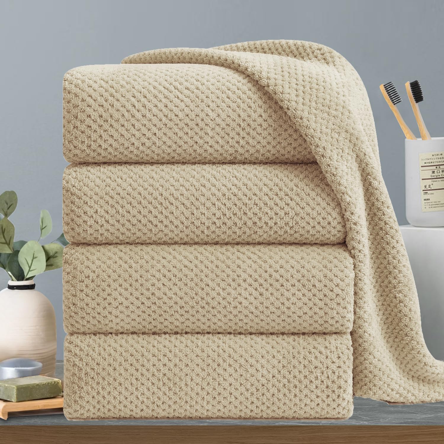 Extra Large Bath Towels Set 4-Pack - Ultra Soft Microfiber