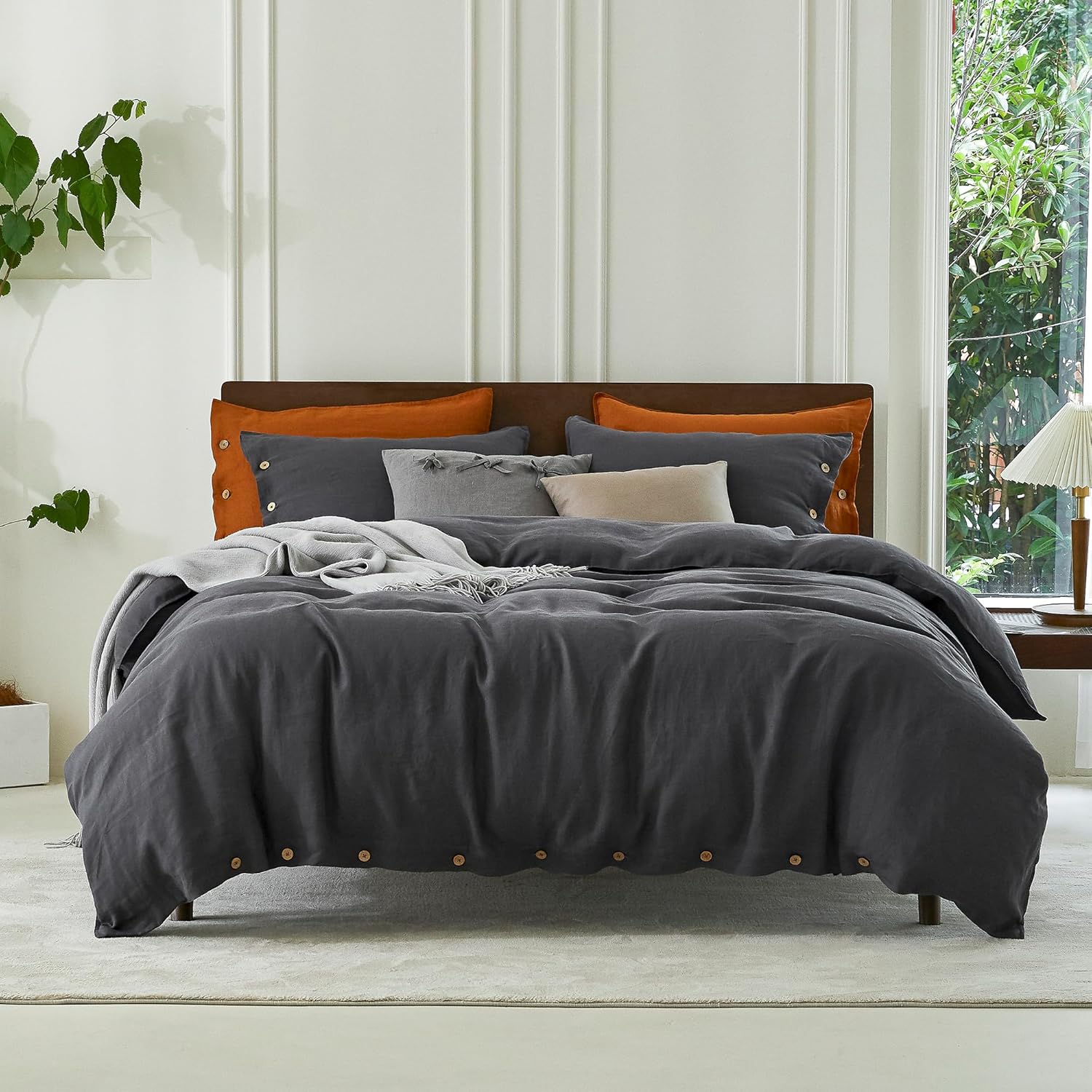 EVERLY 100% Pure Linen Duvet Cover Set for Cozy Sleep