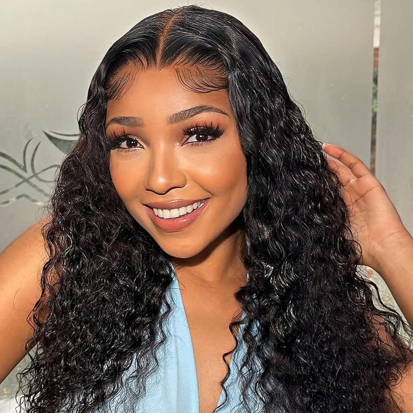 18 Inch Deep Wave Curly BOB Wig Human Hair for Black Women