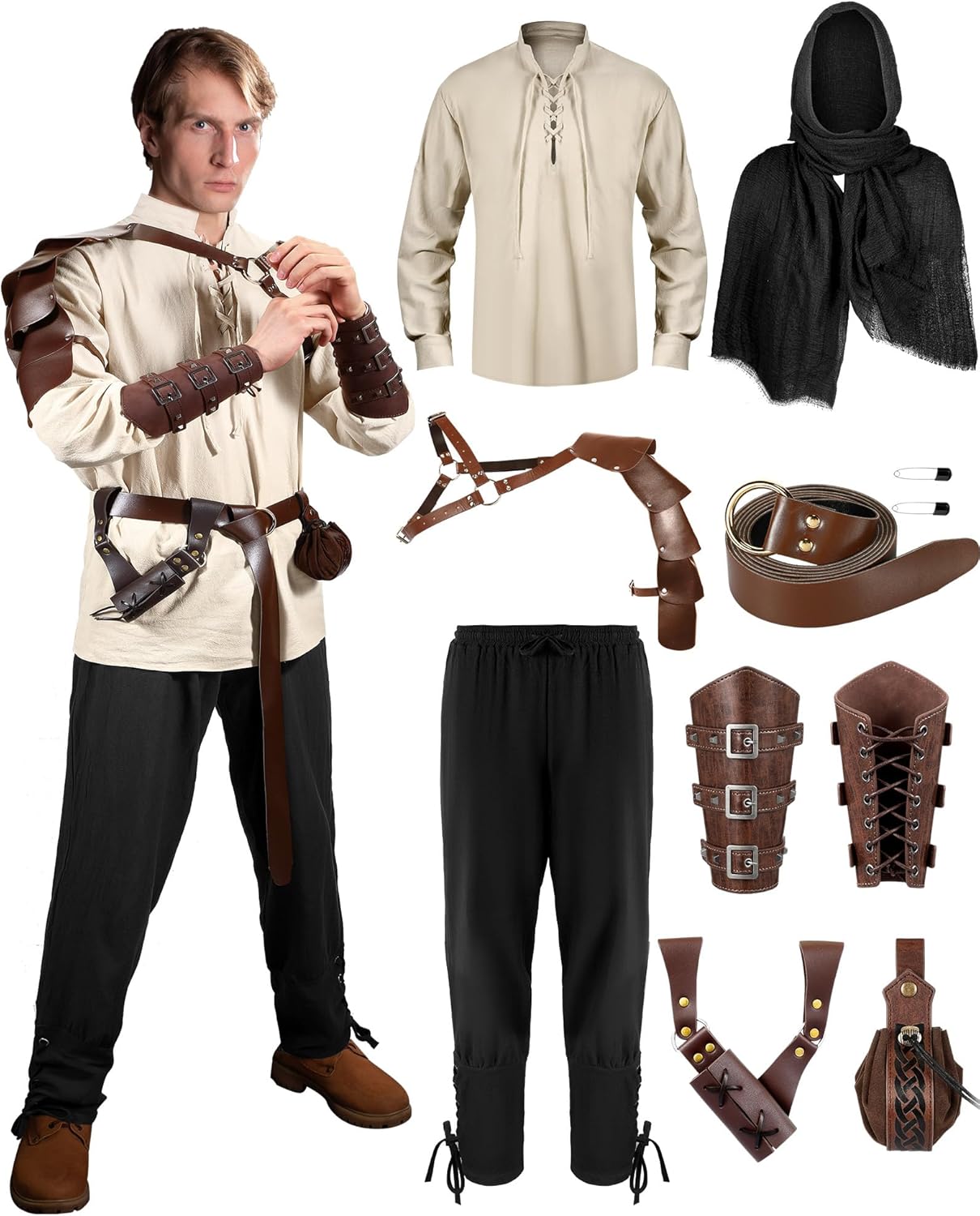 Men's Renaissance Costume Set for Halloween and Role Play Fun