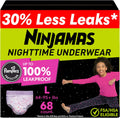 Ninjamas Girls Bedwetting Nighttime Underwear Size L - Overnight